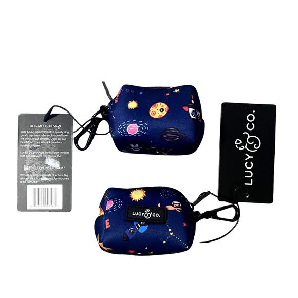 Bundle of 2 Lucy & Co Doggie Bag Holder- Space Print - Picture 1 of 4